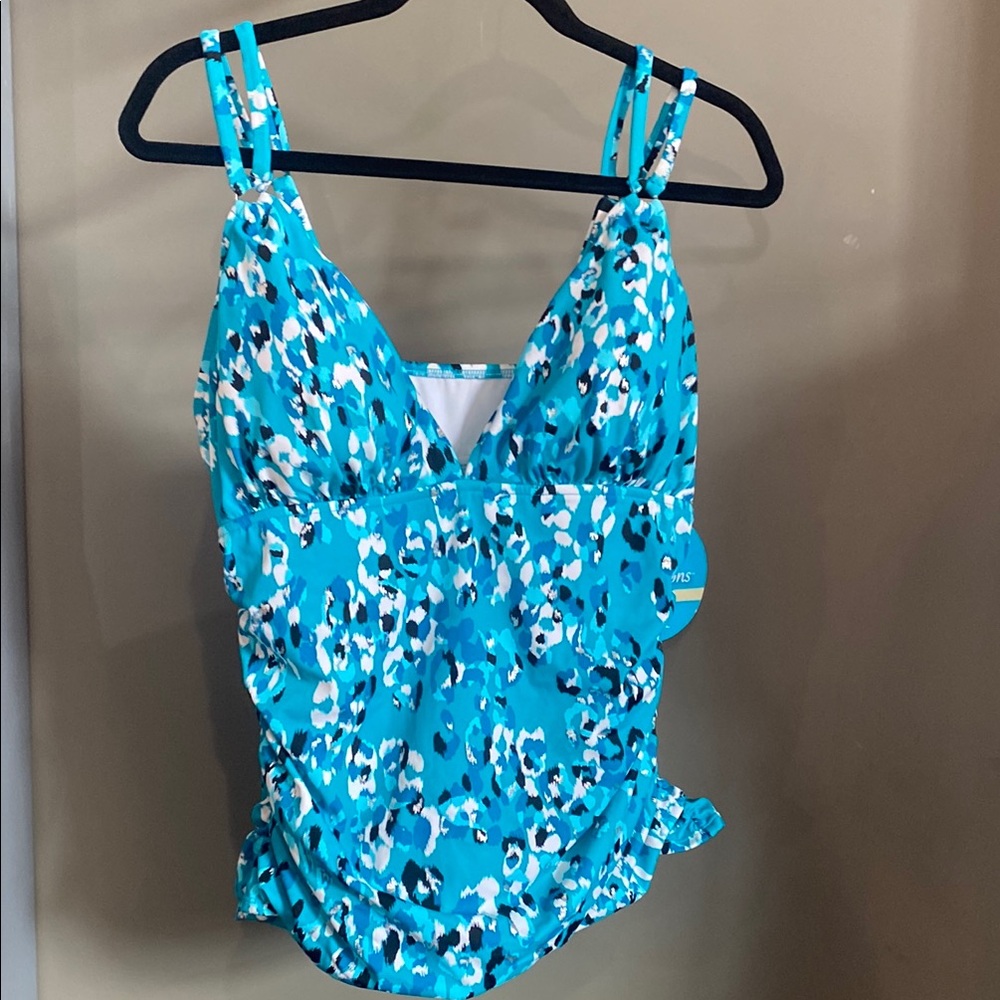 Plus Size Swim Solutions Tummy Control Swimsuit Tankini Top 18 New